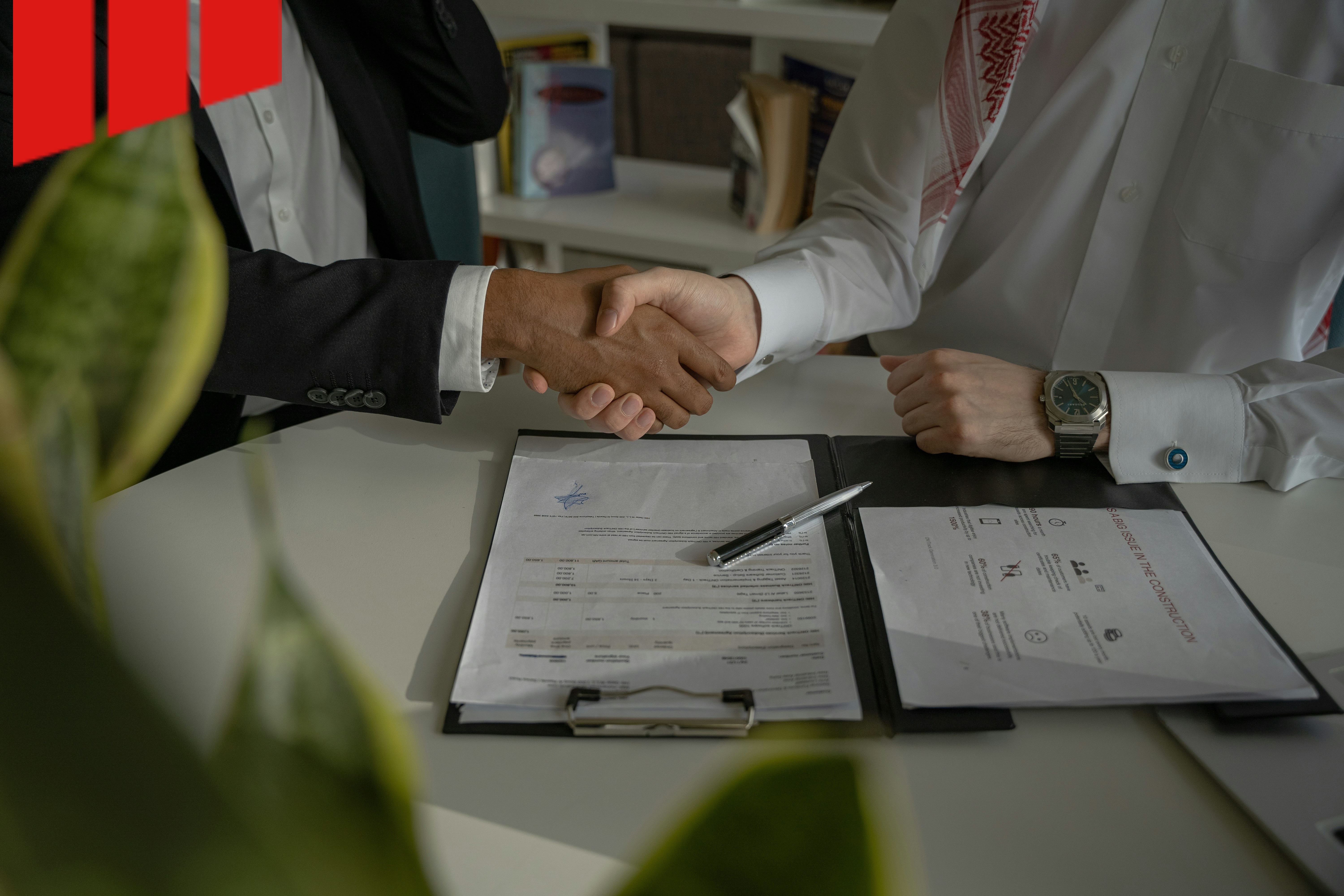 construction meeting handshake