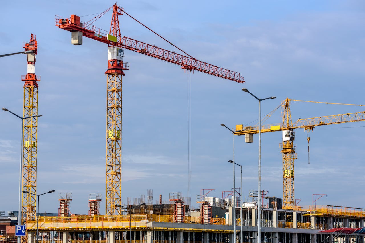 cranes on a construction site