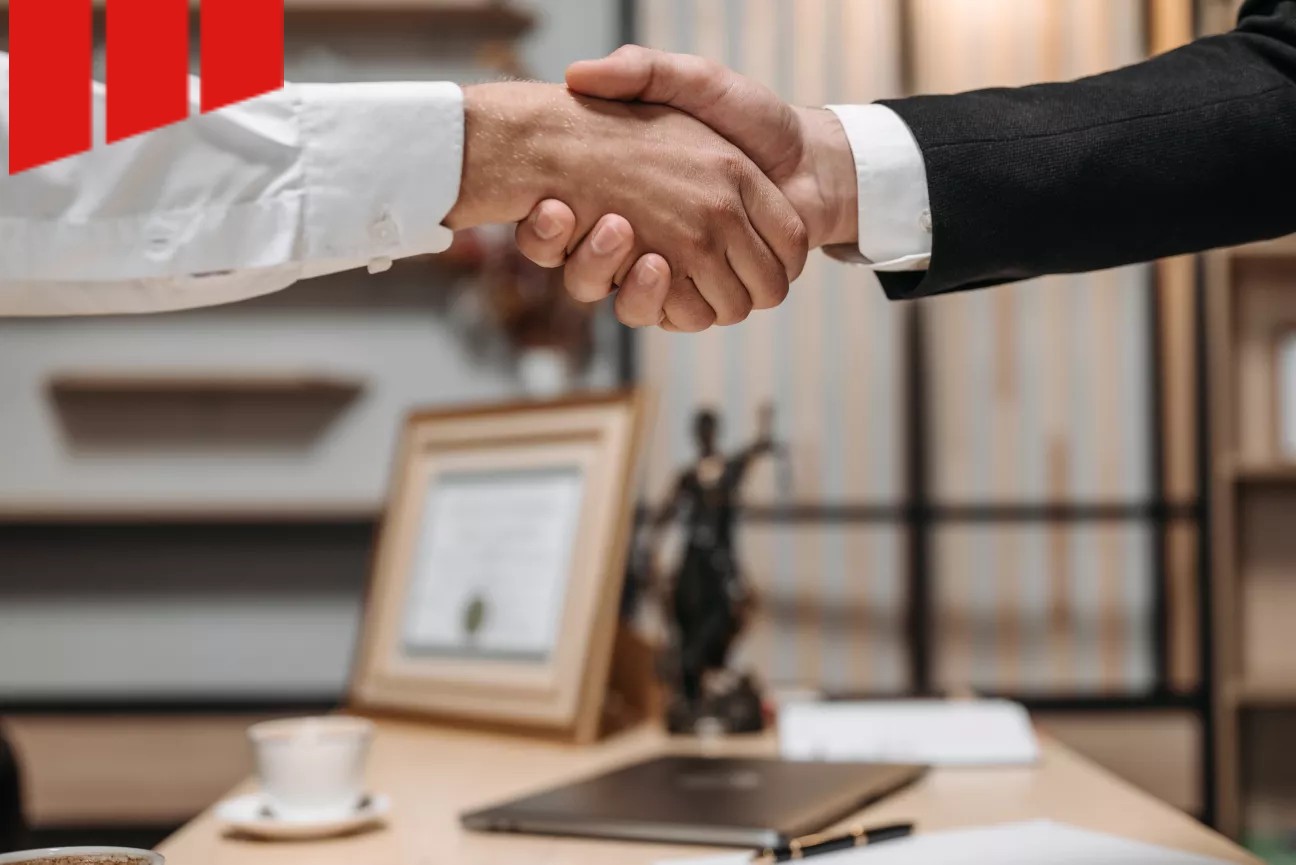 handshake over a contract 