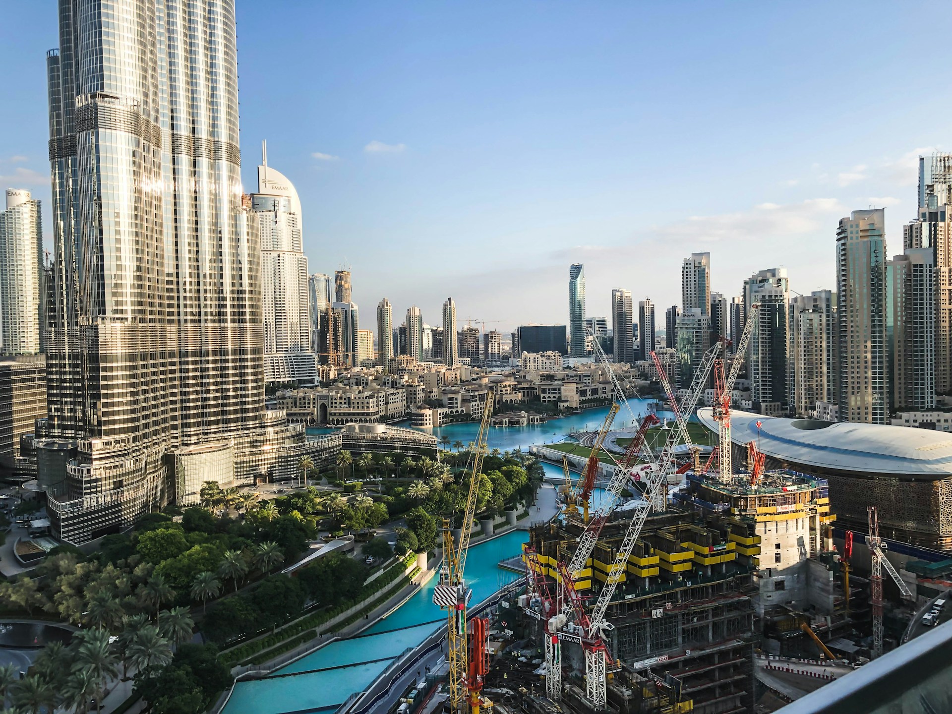 a view of past Dubai megaprojects, including the Burj Khalifa